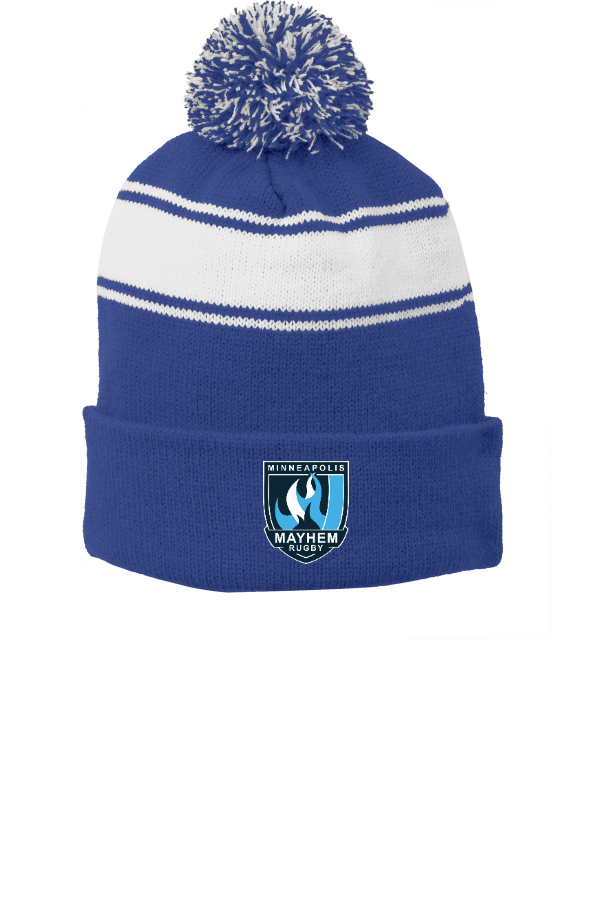 STC28 Stripe Pom Pom Beanie