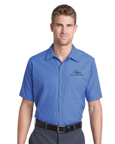 Red Kap Short Sleeve Striped Industrial Work Shirt