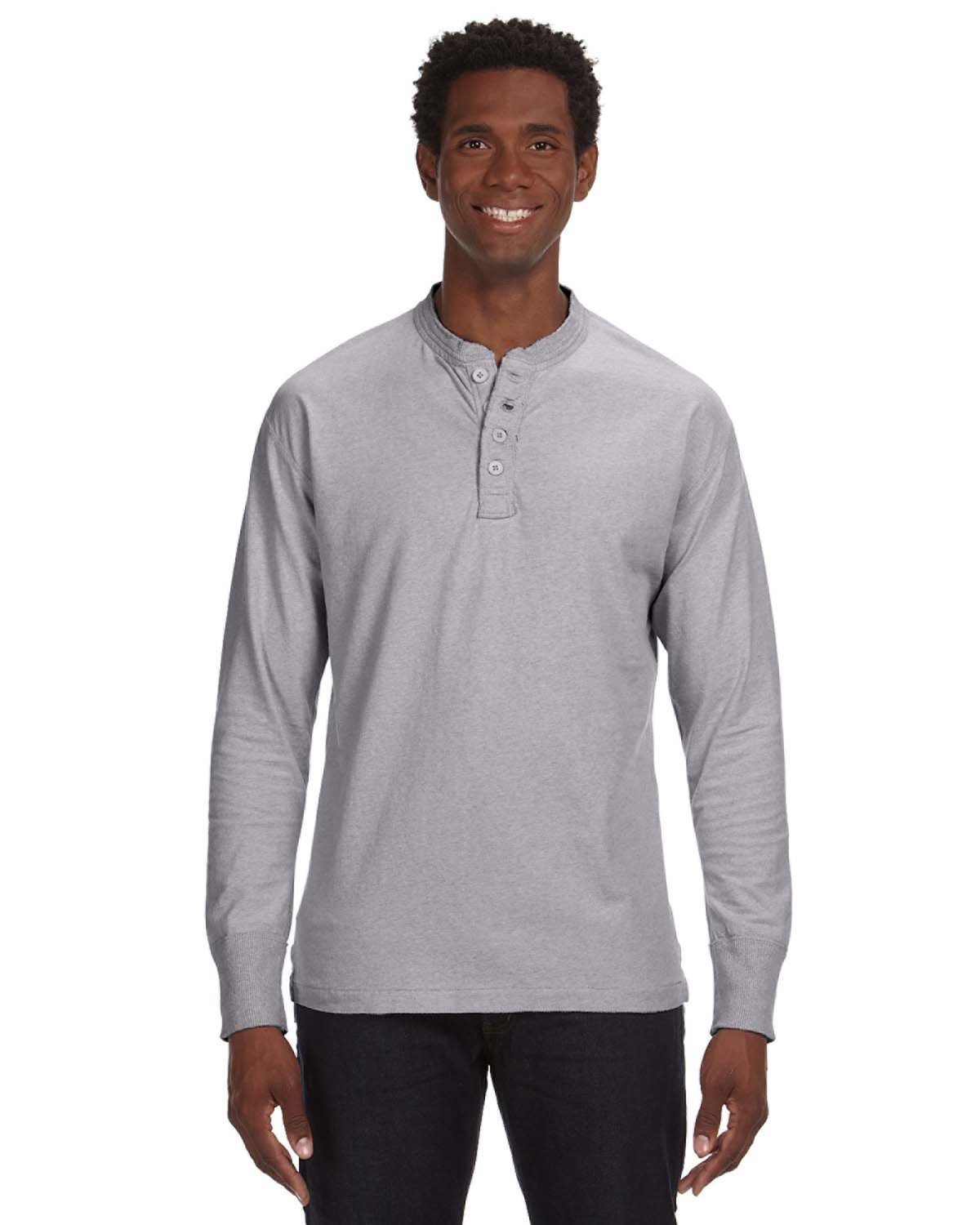 SUBDUDED EMBROIDERED LOGO <BR> Vintage Brushed Jersey Henley