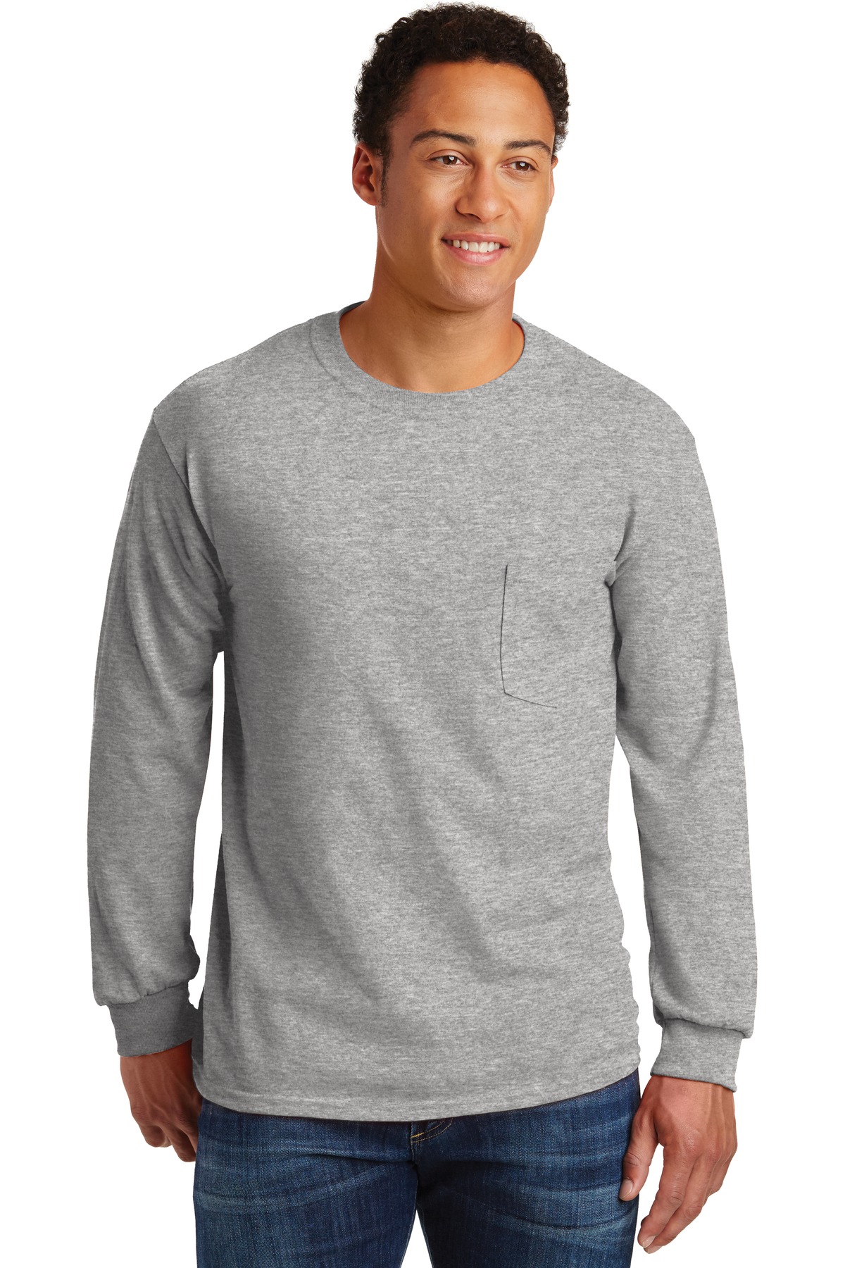 2410 Ultra Cotton 100% Cotton Long Sleeve T-Shirt with Pocket