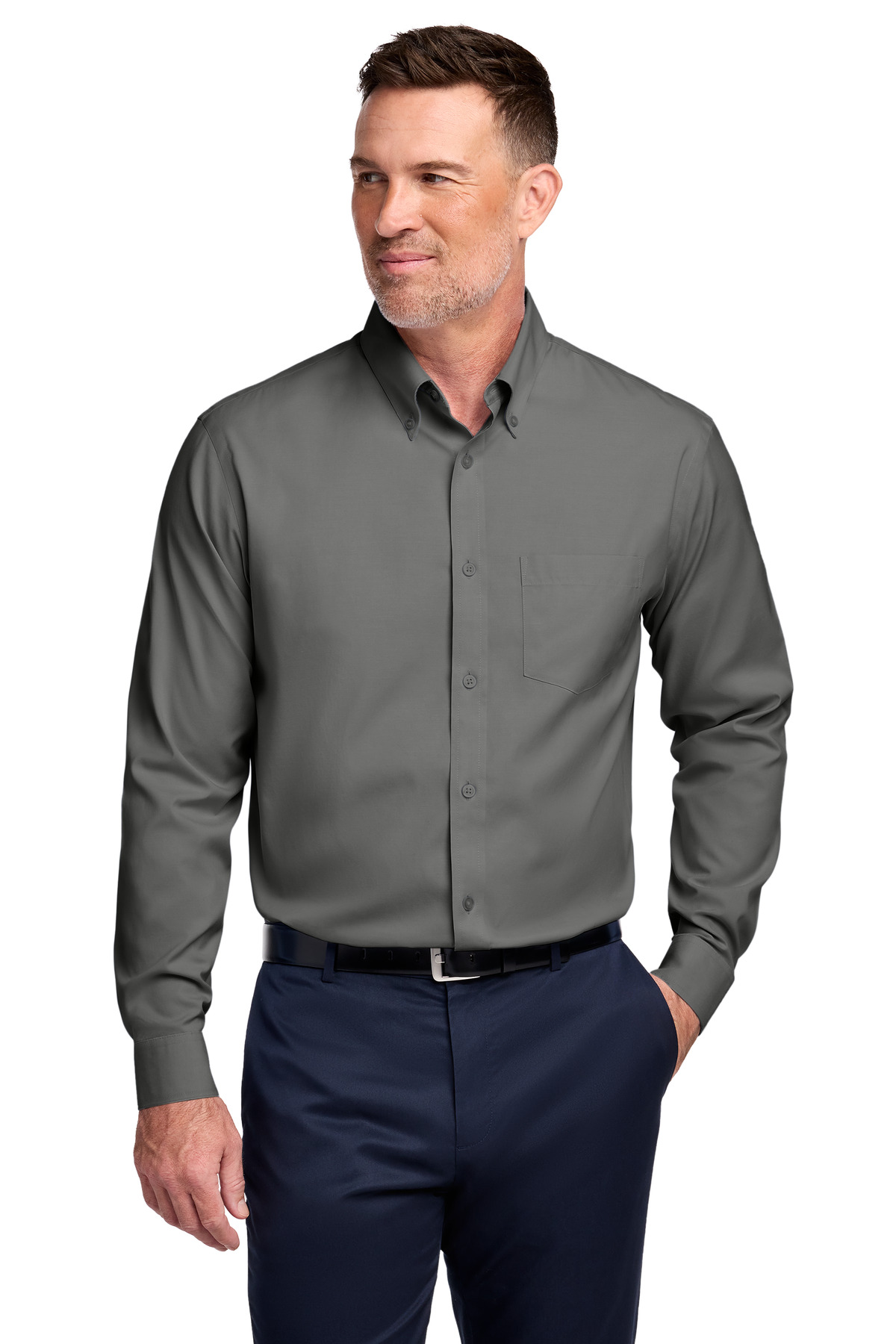 Brooks Brothers Wrinkle-Free Stretch Pinpoint Shirt BB18000 w/ left chest embroidered logo