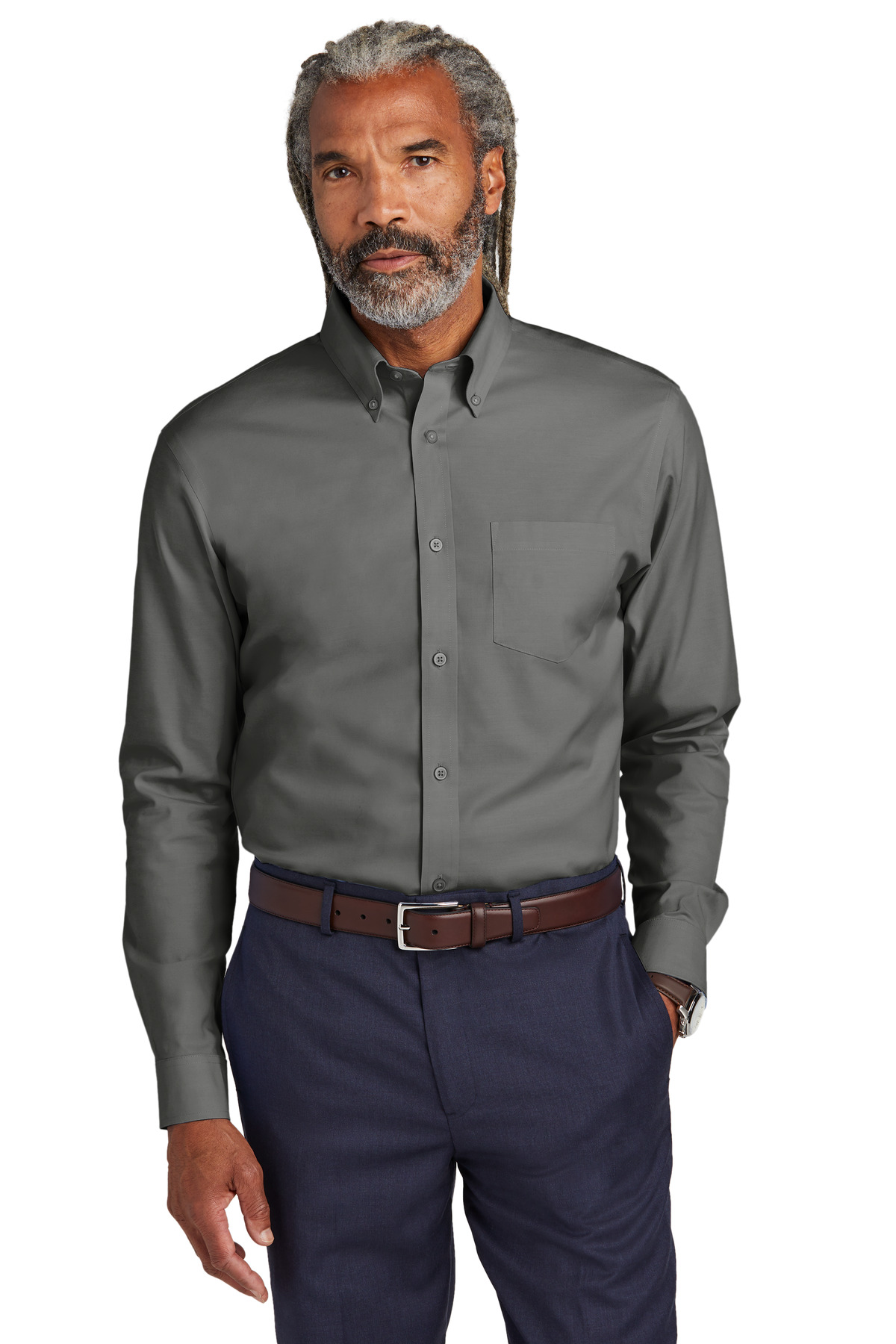 Brooks Brothers Wrinkle-Free Stretch Pinpoint Shirt BB18000 w/ left chest embroidered logo