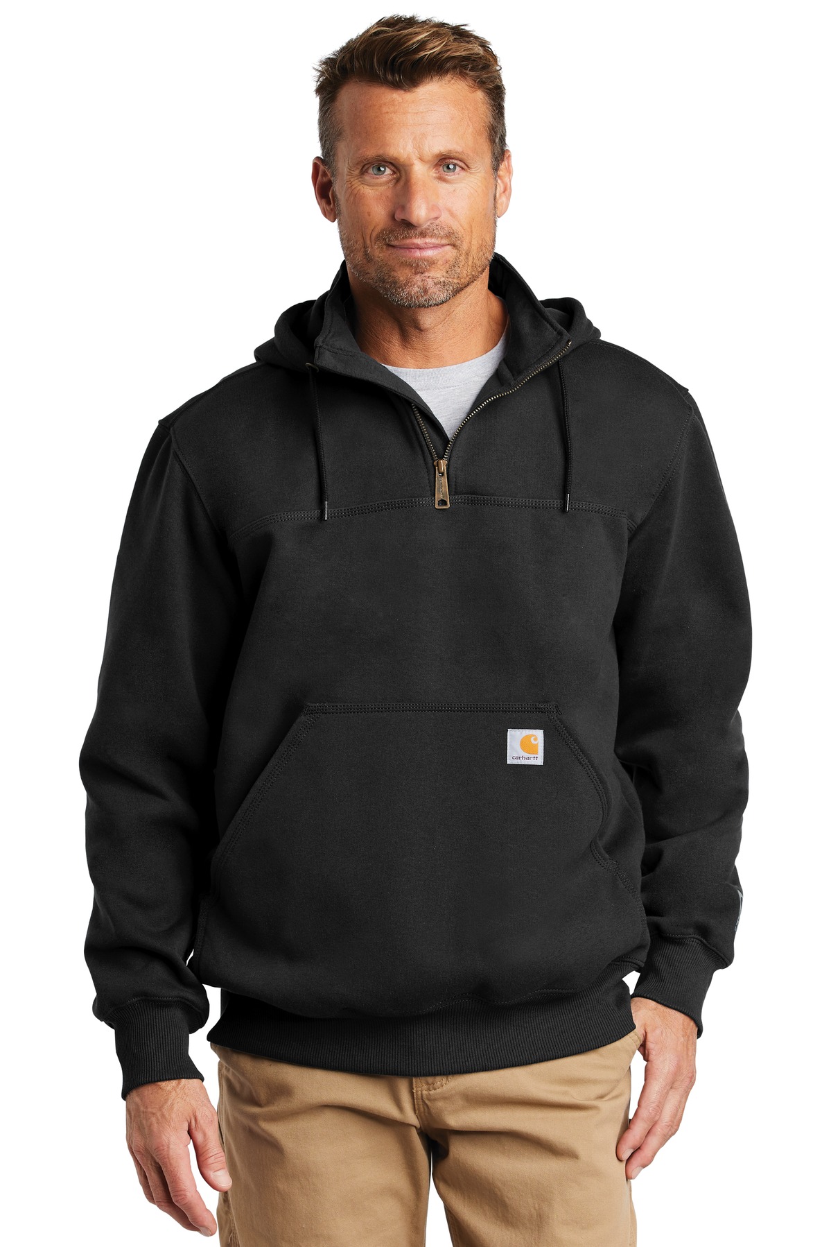 Rain Defender  Paxton Heavyweight Hooded Zip Mock Sweatshirt with left chest embroidered