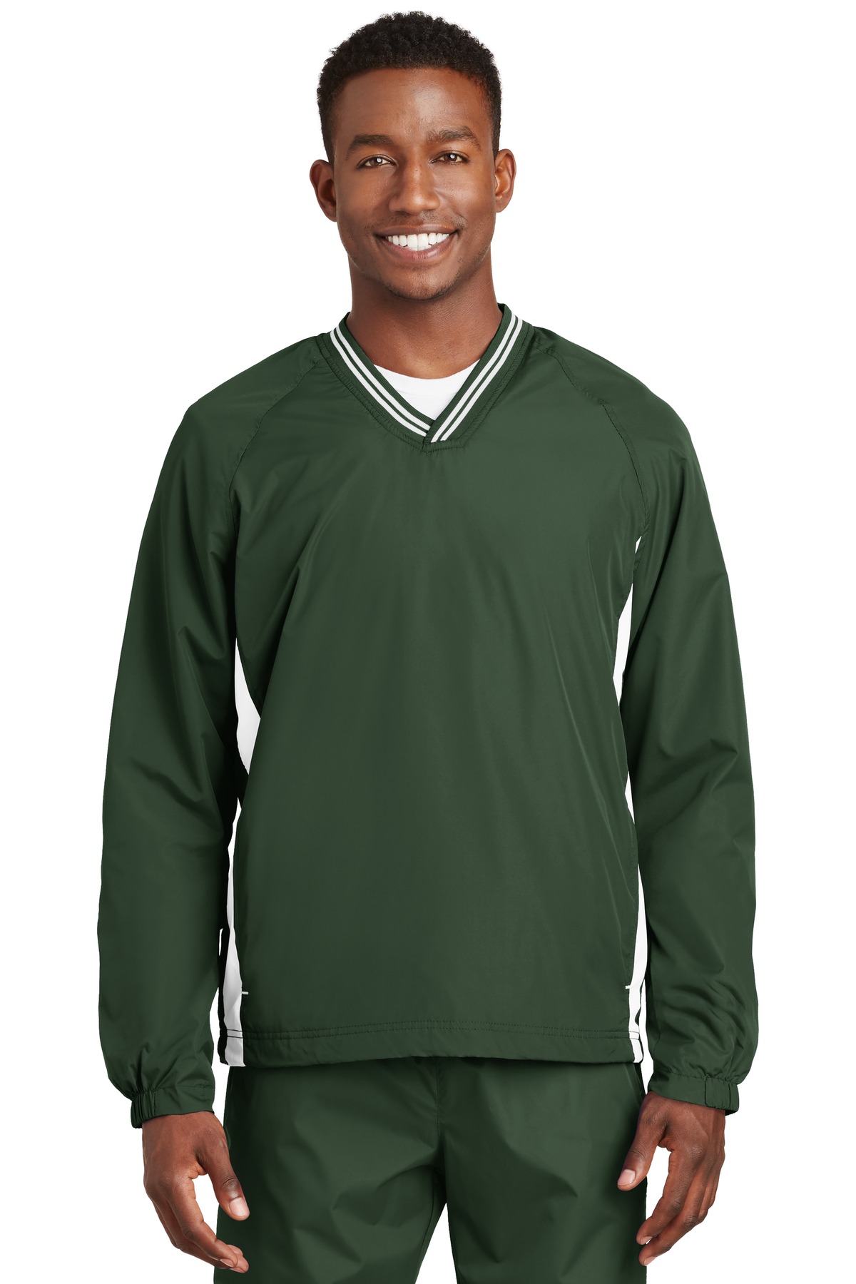 Tipped V-Neck Raglan Wind Shirt