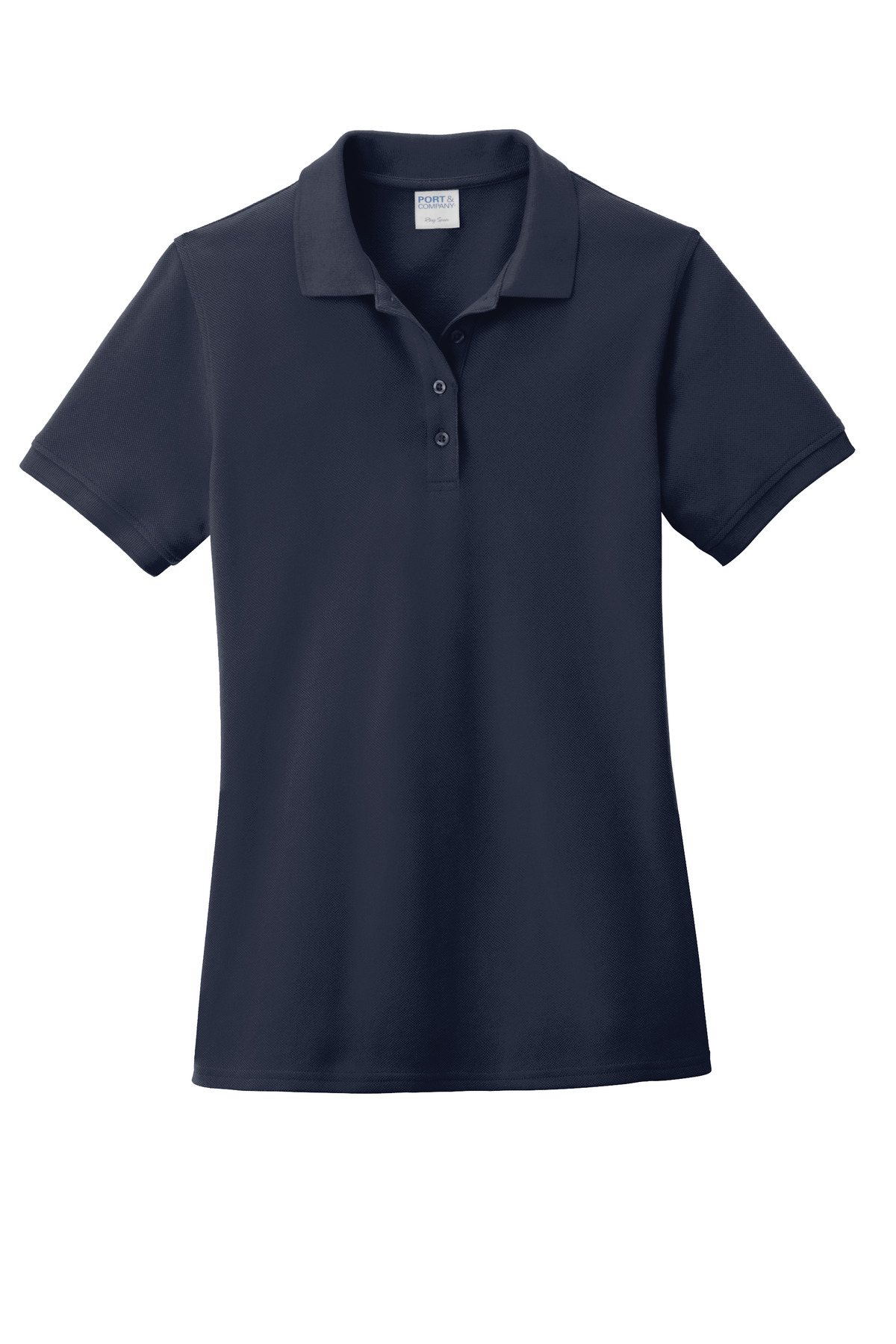 Port & Company Ladies Navy Combed Ring Spun Pique Polo