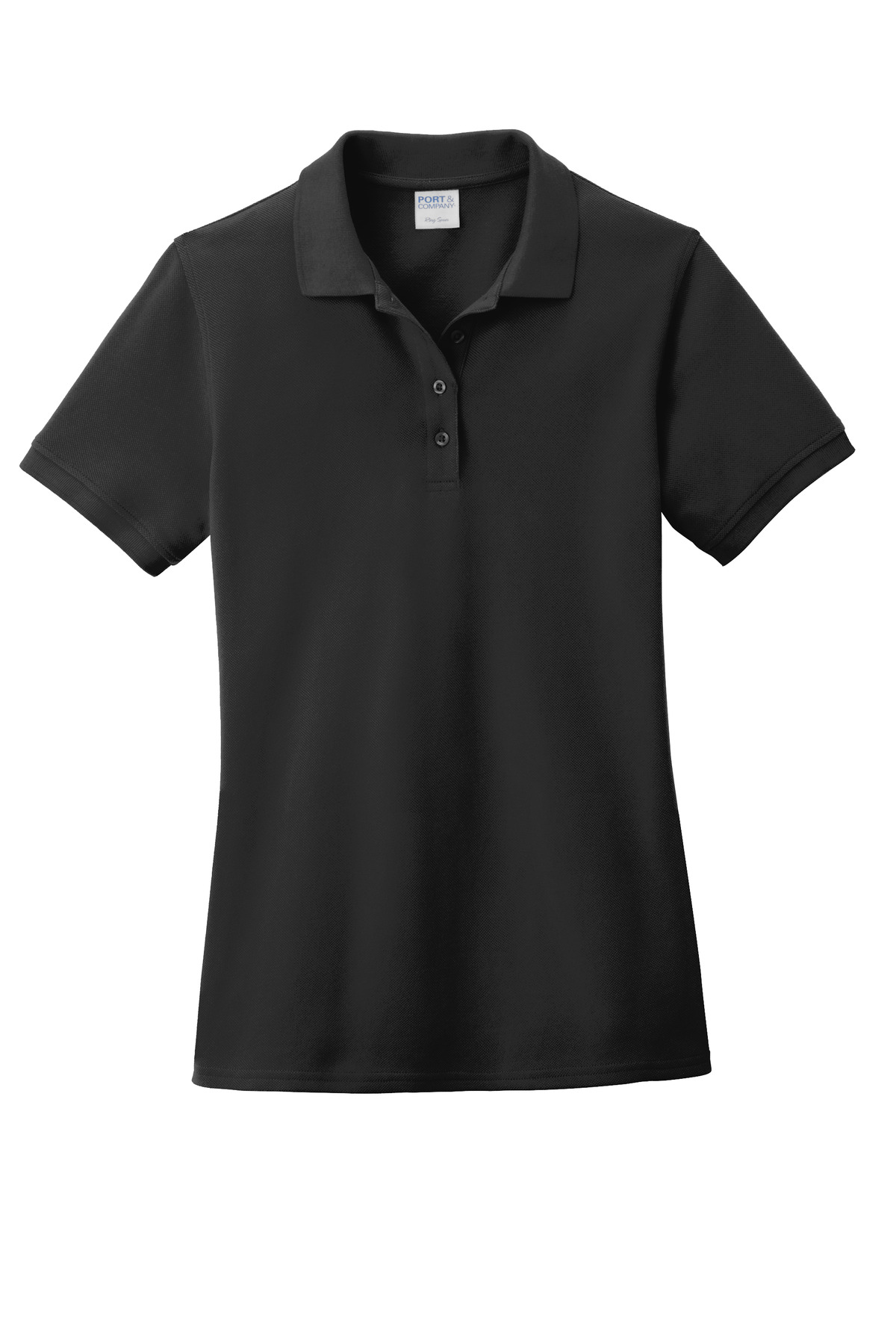 Port & Company Ladies Black Combed Ring Spun Pique Polo