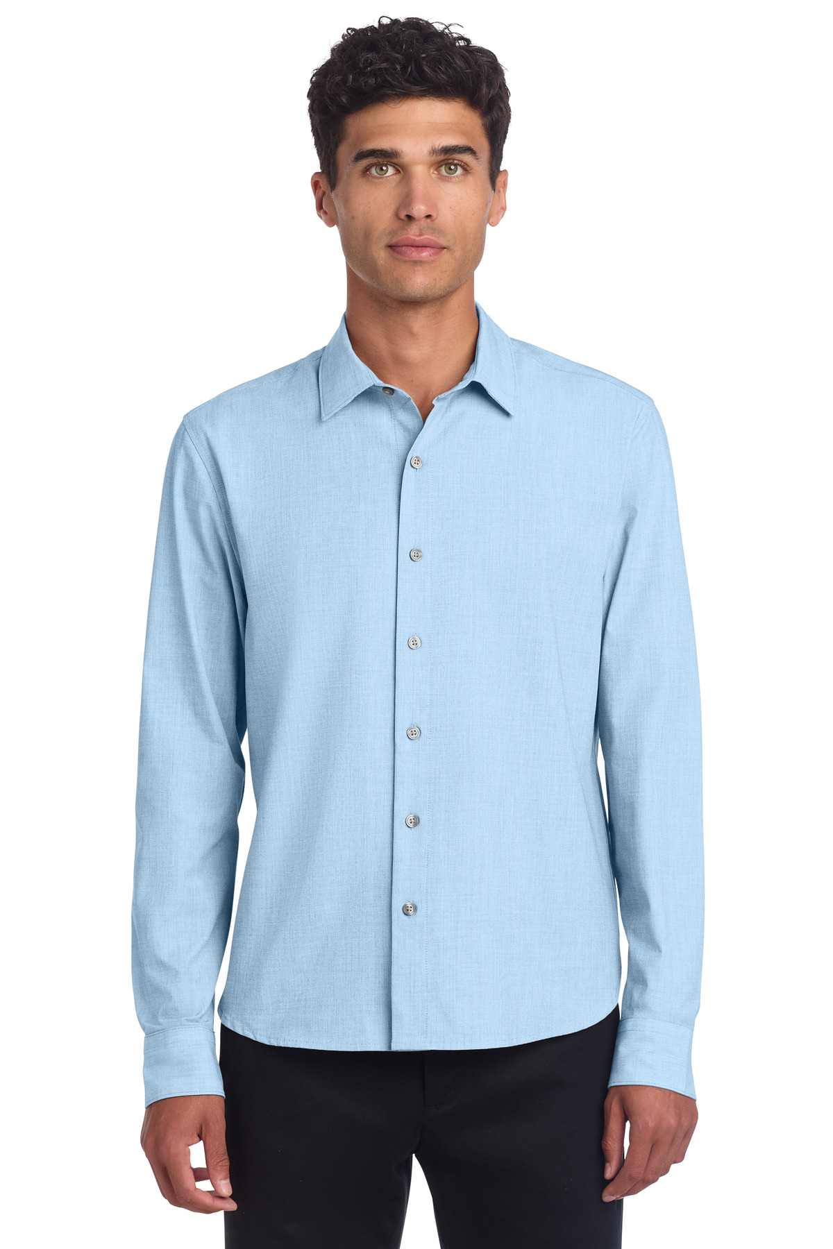 Mens Long Sleeve Stretch Woven Shirt-MM2000