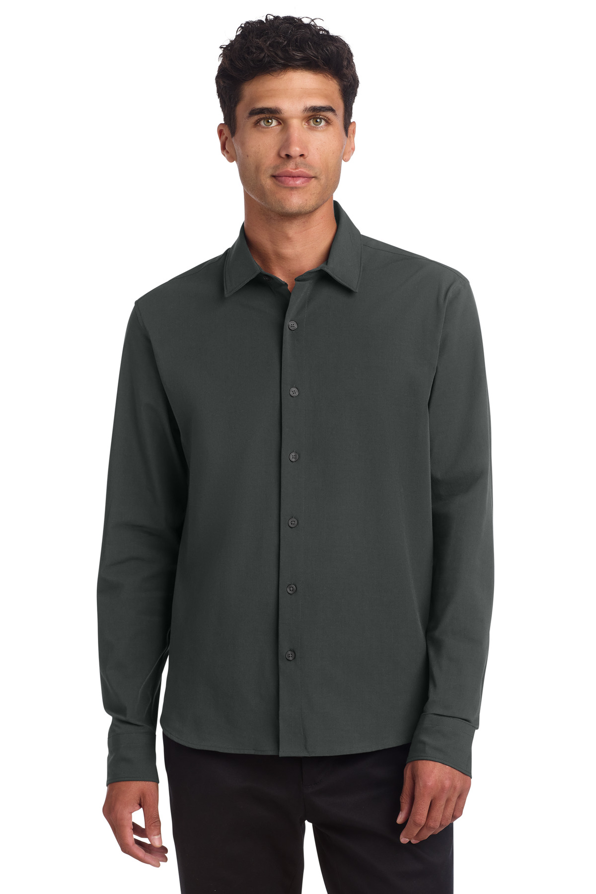 Mens Long Sleeve Stretch Woven Shirt-MM2000