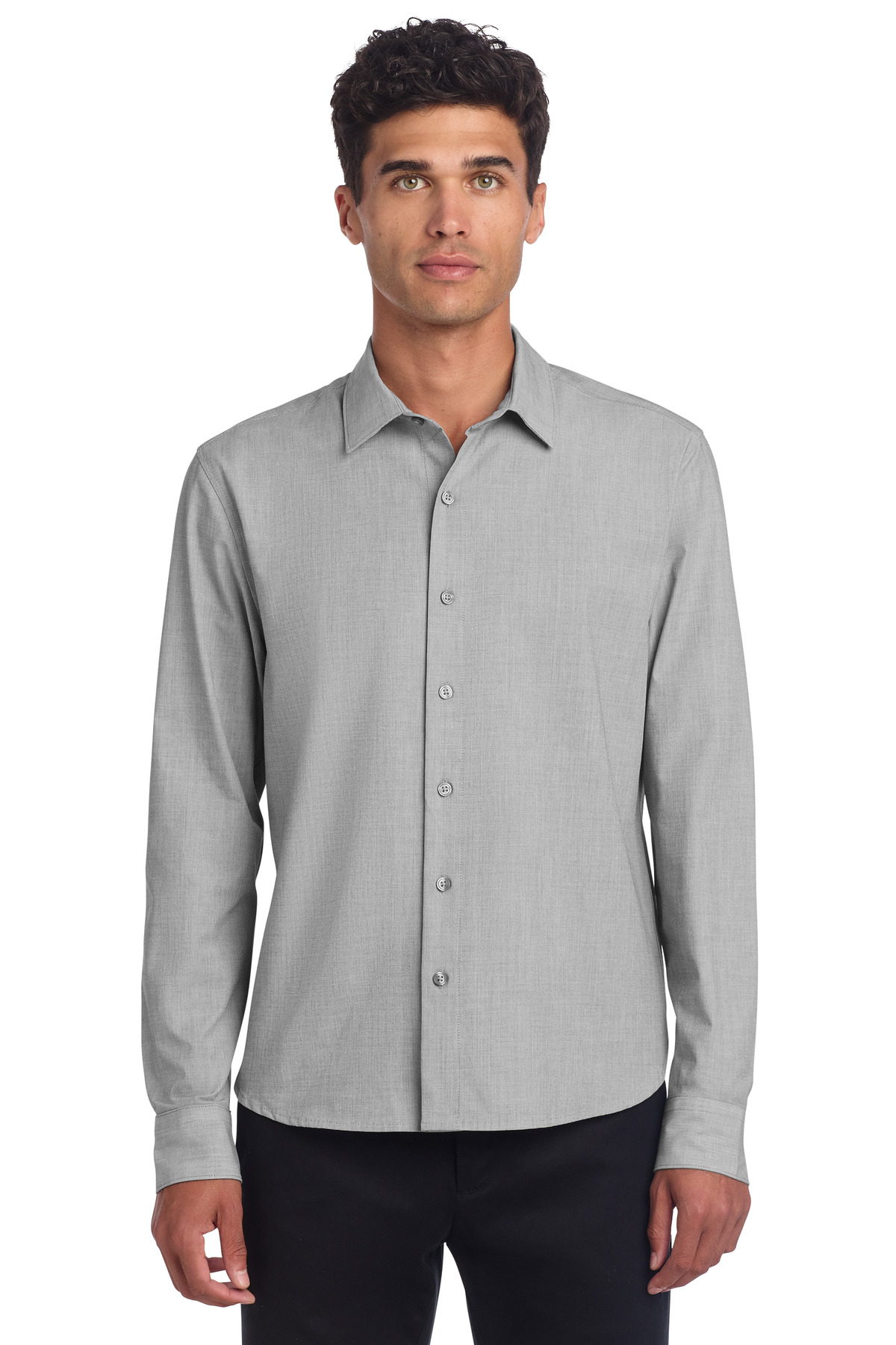 Mens Long Sleeve Stretch Woven Shirt-MM2000