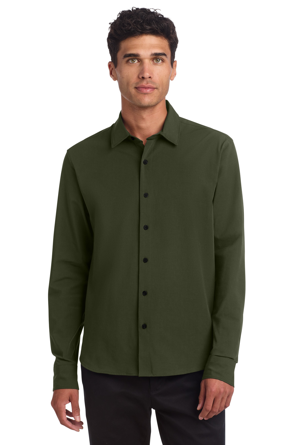 Mens Long Sleeve Stretch Woven Shirt-MM2000