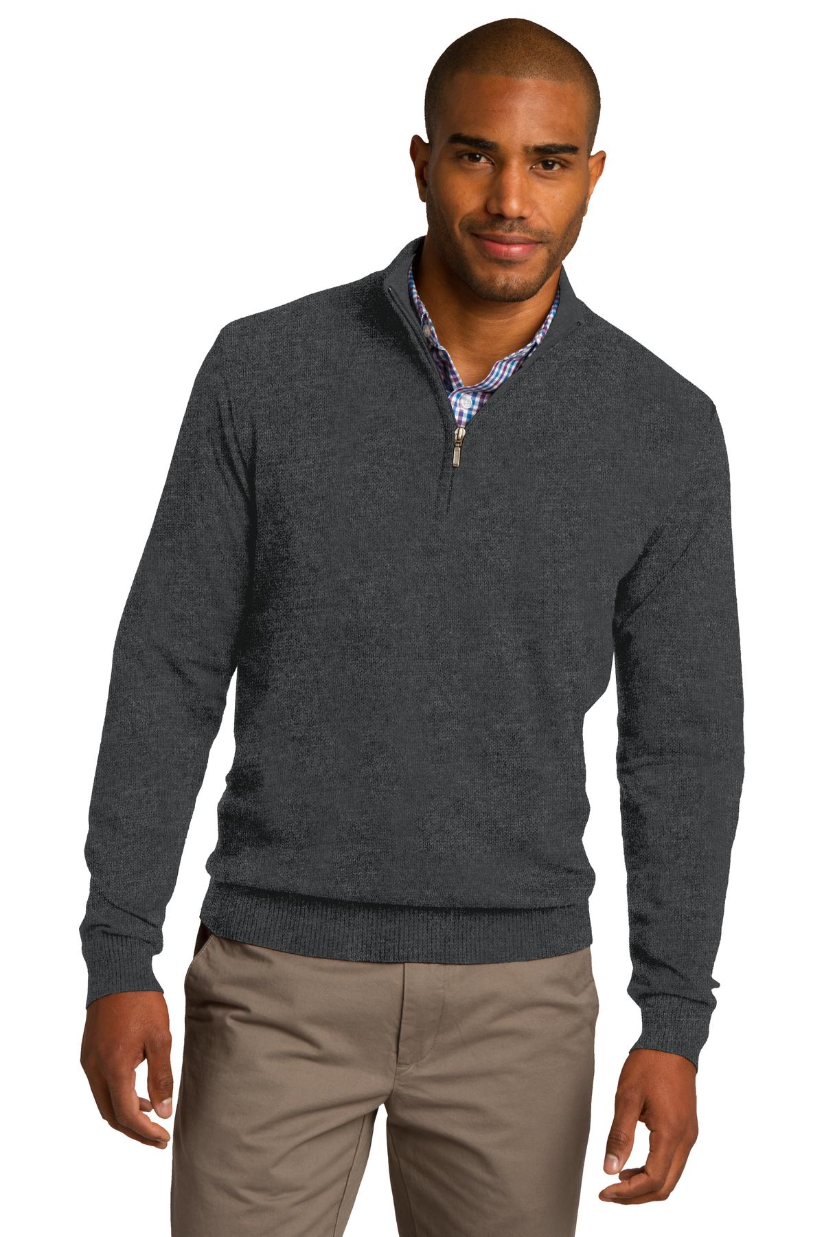 SUBDUDED EMBROIDERED LOGO <BR> 1/2-Zip Sweater
