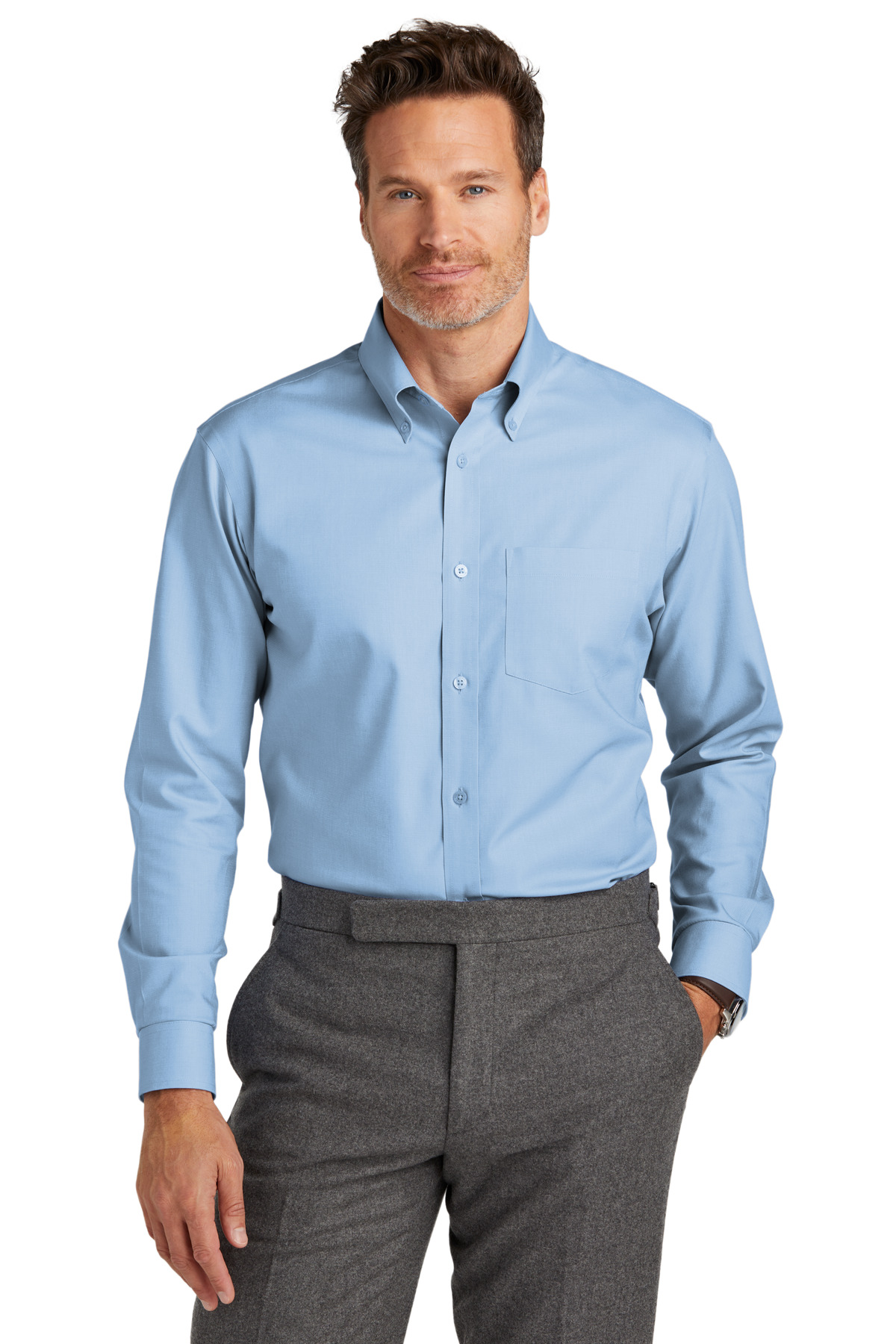 TALL Brooks Brothers Wrinkle-Free Stretch Nailhead Shirt TBB18002 w/ left chest embroidery
