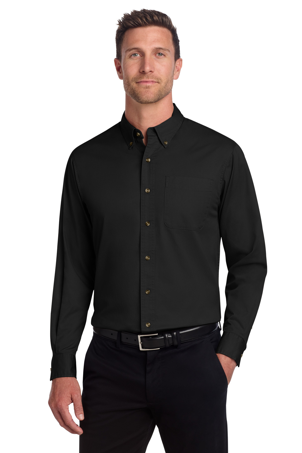 Tall Long Sleeve Twill Shirt w/ left chest embroidery