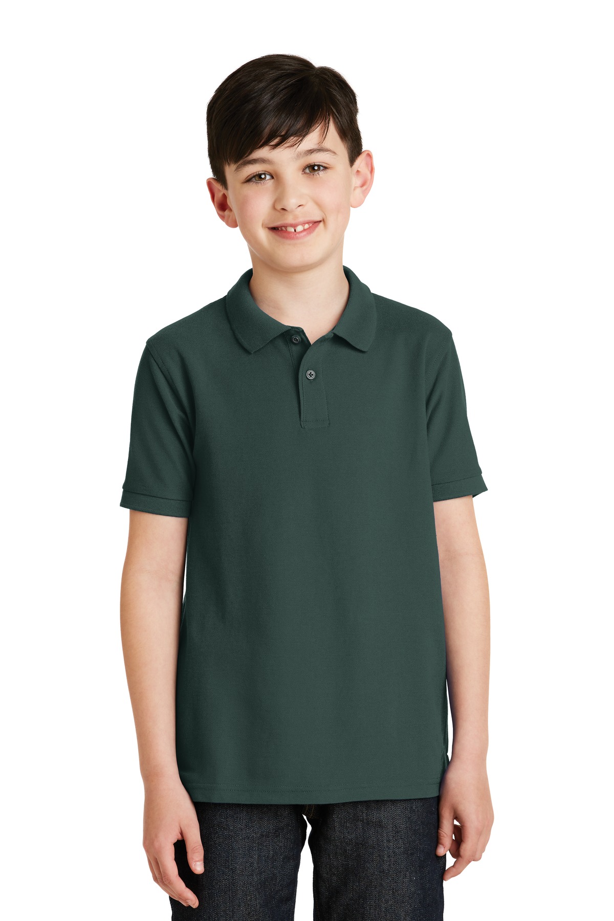 Y500 NEW Logo embroidered Youth Silk Touch Polo