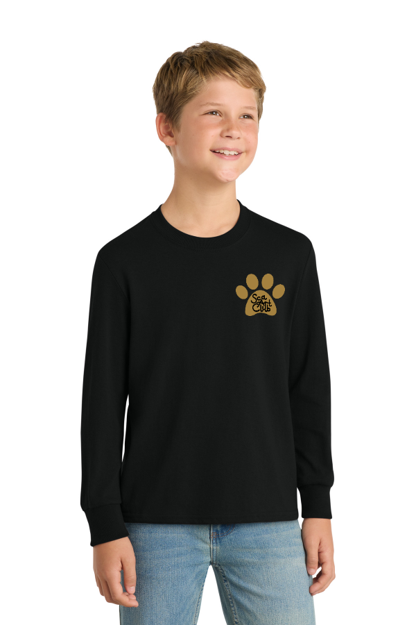 Front and Back Print Youth Long Sleeve Core Cotton Tee