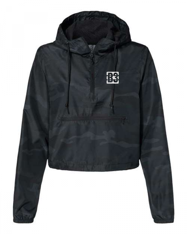 Womens Lightweight Quarter-Zip Pullover Crop Windbreaker