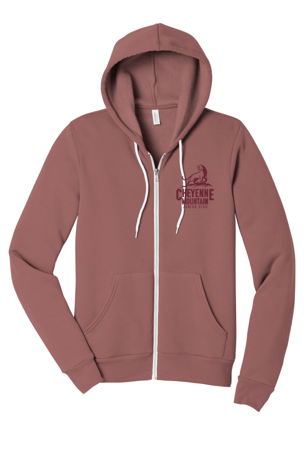 Mauve Lightweight Full-Zip Hoodie Sweatshirt CM logo