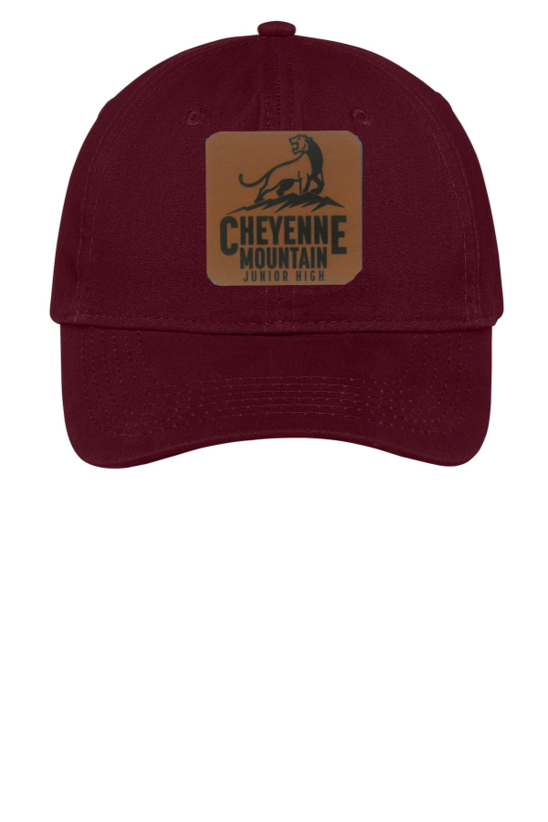 Maroon Unstructured Hat with Leather Patch