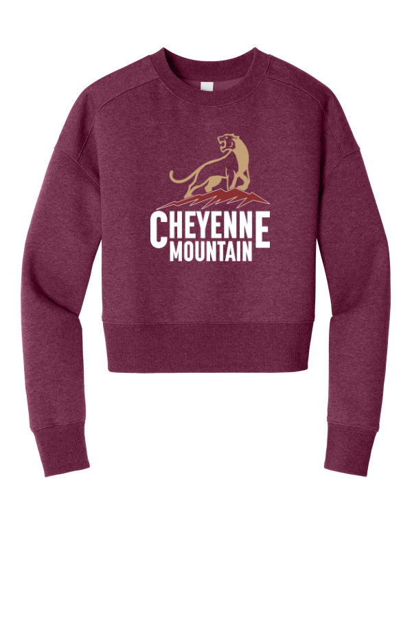 Women's Maroon Crop Fleece Crew