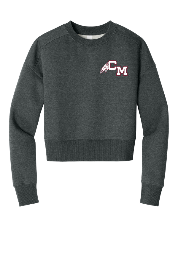 Women's Charcoal Crop Fleece Crew