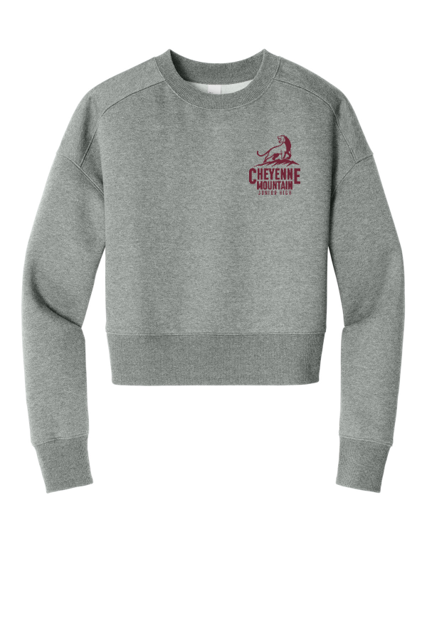 Women's Grey Crop Fleece Crew Small Logo