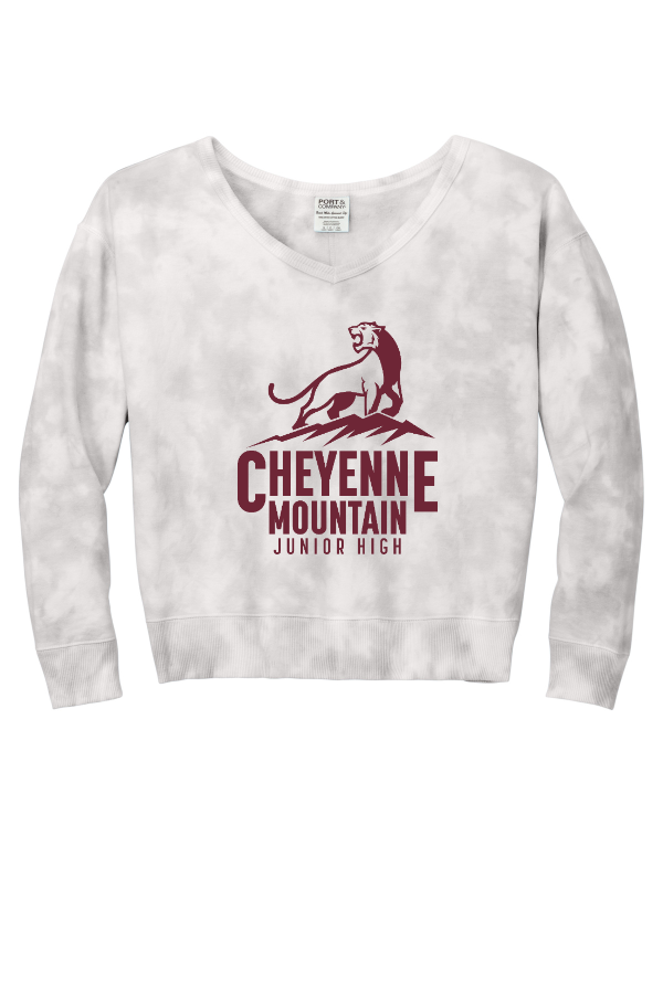 Women's Grey Tie-Dye V-Neck Sweatshirt LPC140V