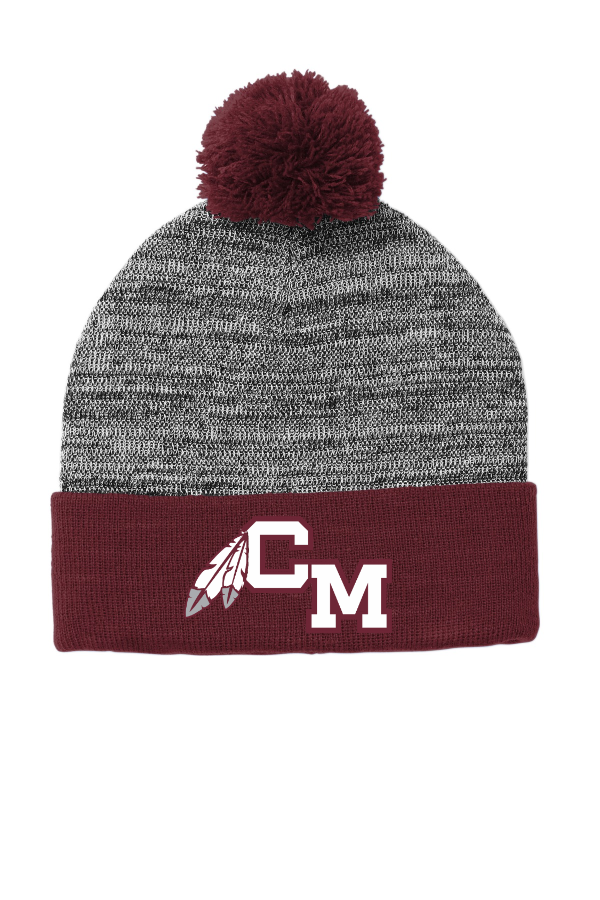 Pom Pom Beanie with embroidery