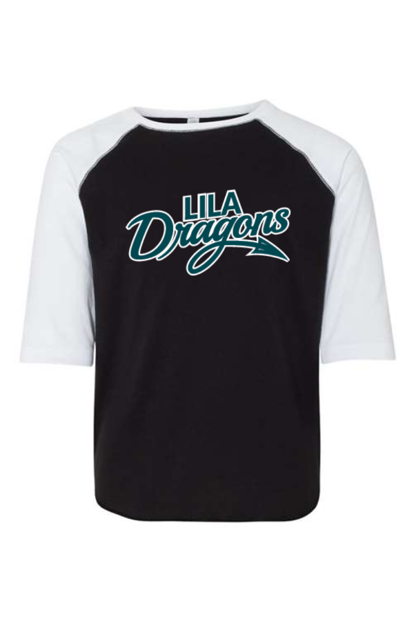 Youth Baseball Fine Jersey Three Quarter Sleeve Tee