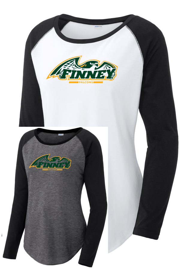 Ladies PosiCharge Long Sleeve Tri-Blend Wicking Scoop Neck Raglan Tee LST400LS