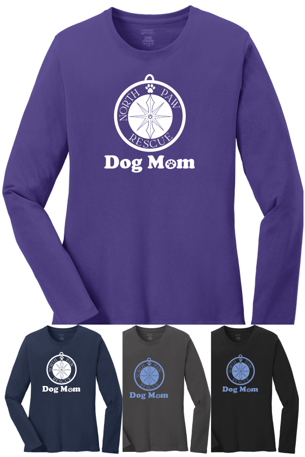 Port & Company Ladies Long Sleeve Core Cotton Tee LPC54LS Dog Mom