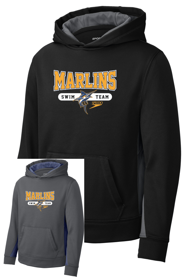 Sport-Tek Youth Sport-Wick Fleece Colorblock Hooded Pullover.  YST235