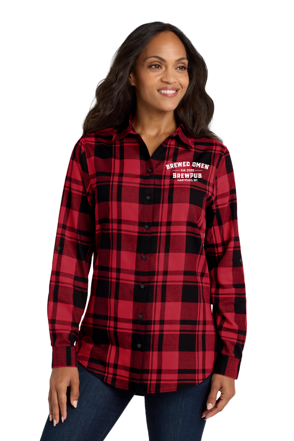 E1-Port Authority Women s Plaid Flannel Tunic. LW668