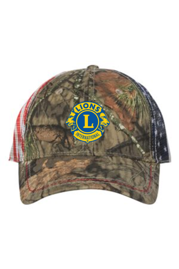 C8c-CWF400M Camo with American Flag Mesh Back Cap