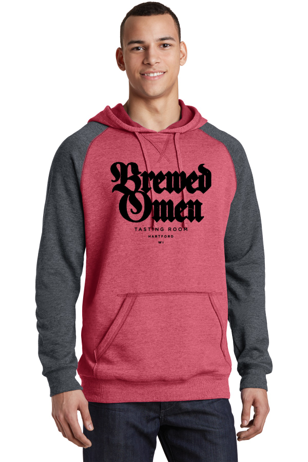 F4-District Young Mens Lightweight Fleece Raglan Hoodie. DT196