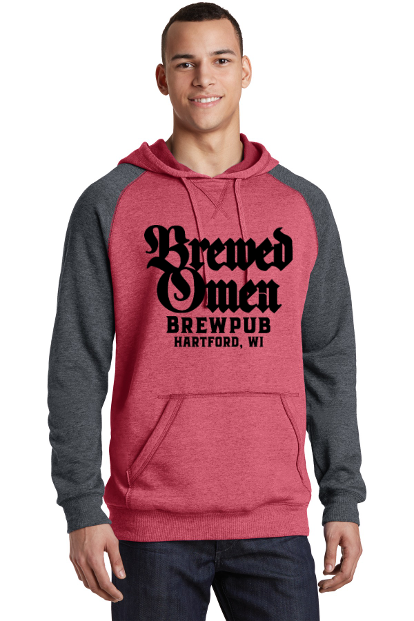 F3-District Young Mens Lightweight Fleece Raglan Hoodie. DT196