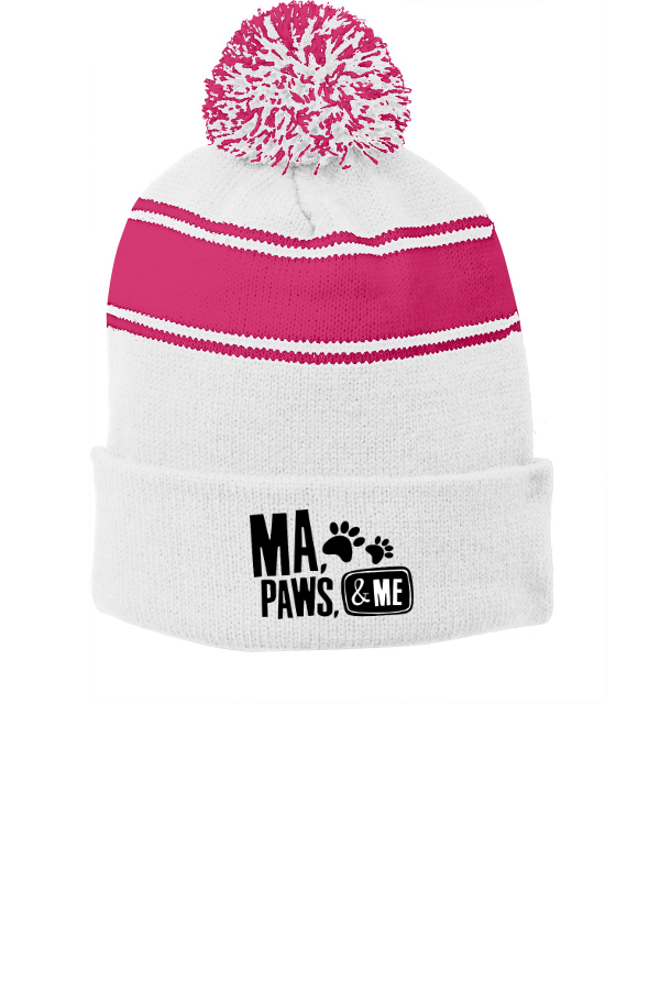 C4-Stripe Pom Pom Beanie