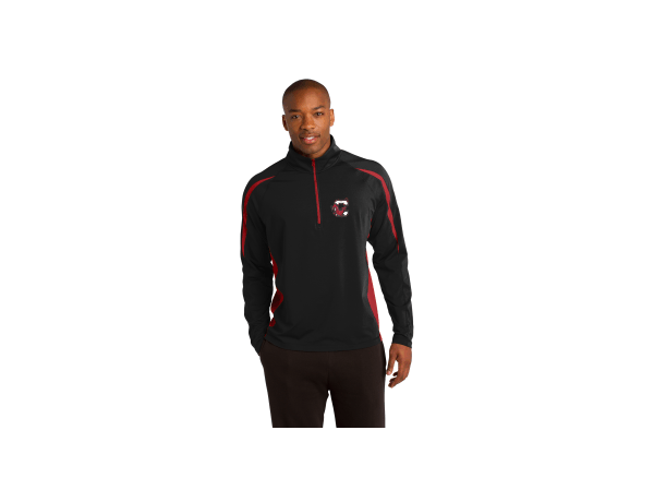 Sport-Tek Sport-Wick Stretch 1/2-Zip Colorblock Pullover with Embroidered Logo