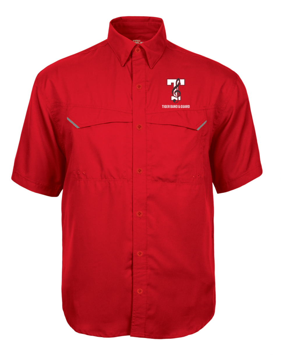 THS Band & Guard Mens Red Roadie Fishing Shirt