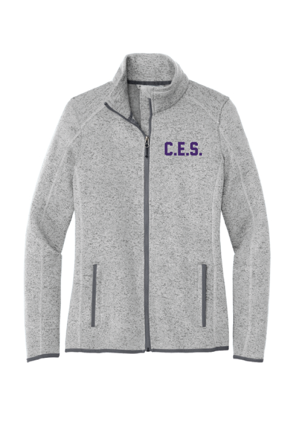 Port Authority Women's Sweater Fleece Jacket Heather Grey