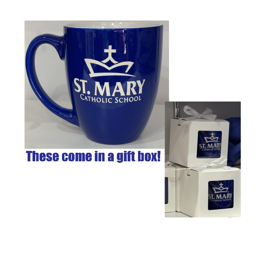 Blue Ceramic Bistro Mug Laser Engraved- New Item!