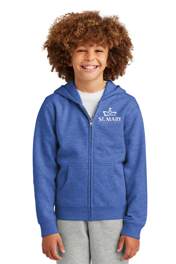 Full Zip Sweatshirt with Embroidered Logo on Left Chest