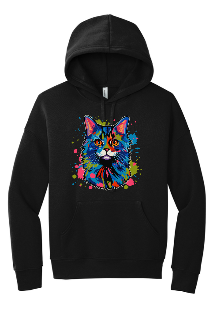 Pop-Art Cat Drop Shoulder Hoodie