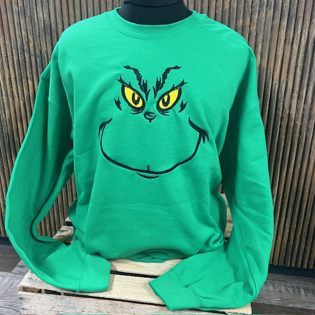 Grinch Embroidered Crewneck Sweatshirt