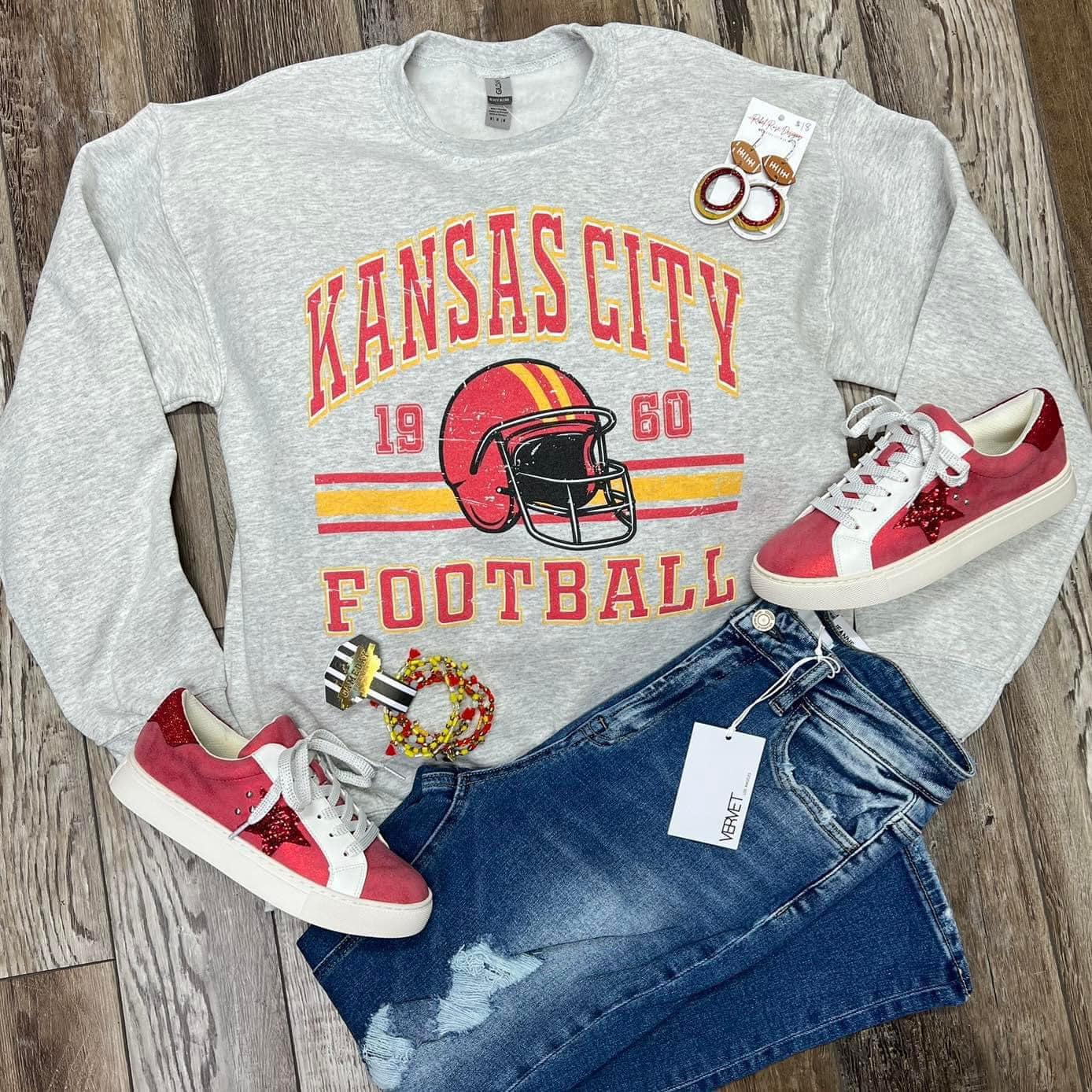 Retro Kansas City Football  Crewneck Sweatshirt