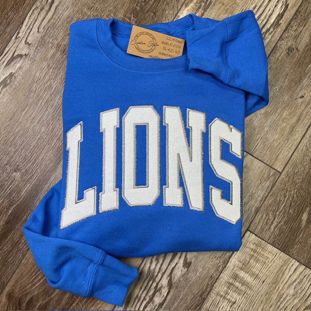 Lions Glitter Embroidered Crewneck Sweatshirt
