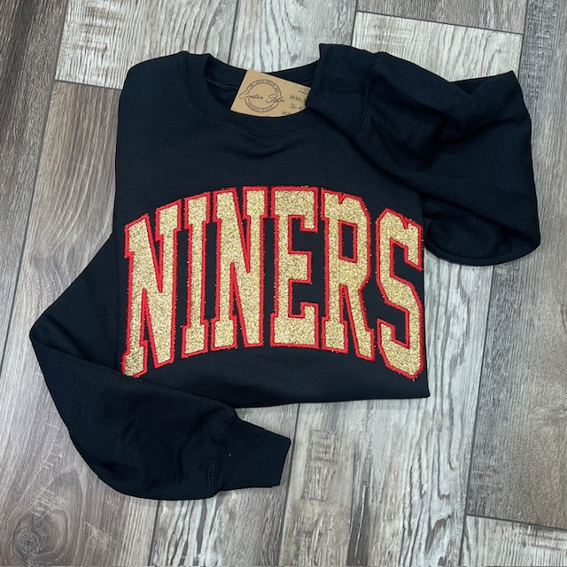 Niners Embroidered Glitter Crewneck