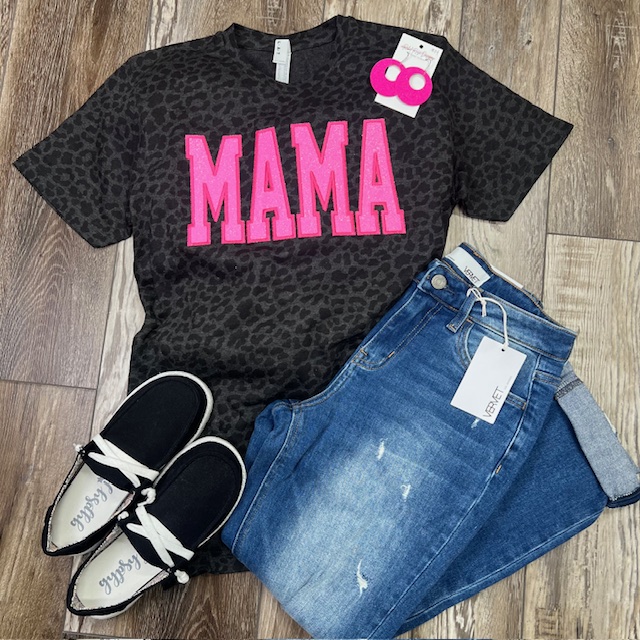 MAMA Glitter Embroidery Tee