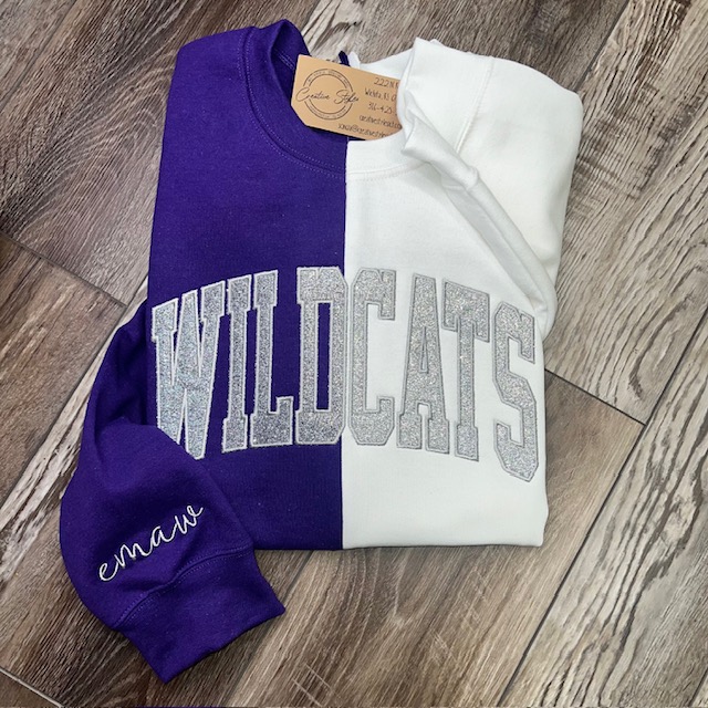 Wildcats Glitter Embroidery Crewneck Sweatshirt