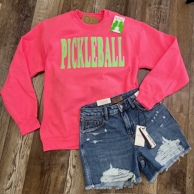 Pickleball Gillter Embroidery Crewneck