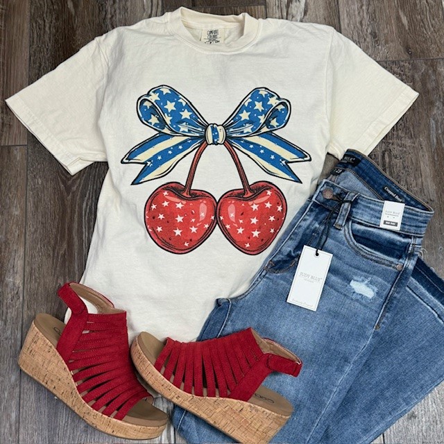 Coquette Patriotic Cherry Rhinestone Tee